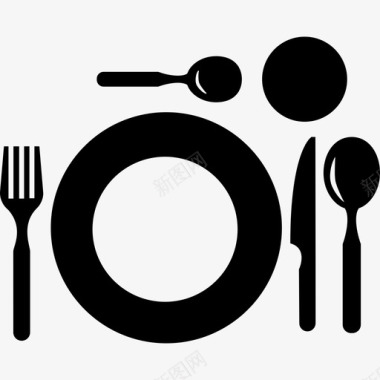 餐厅盘子顶视图食物厨房图标图标
