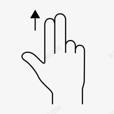 两个手指向上滑动触摸智能手机图标图标