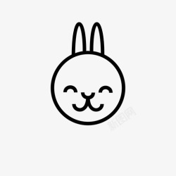 圆圈里的兔子兔子圆的咧嘴笑的图标高清图片