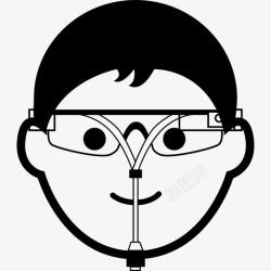 年轻的谷歌眼镜年轻人带着眼镜和谷歌眼镜电脑谷歌眼镜图标高清图片