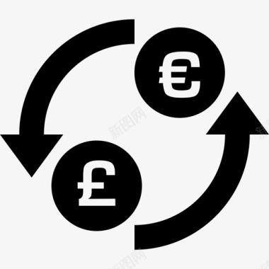 货币货币兑换英镑和欧元的符号商业货币包1图标图标