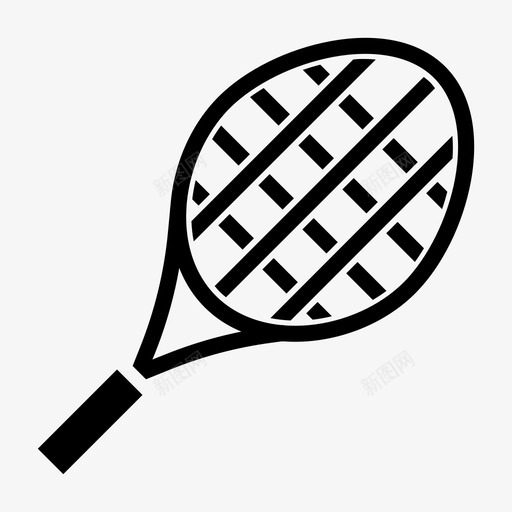 网球拍球球棒图标svg_新图网 https://ixintu.com 游戏 球 球棒 穿梭机 网球拍 设备 运动 运动标志