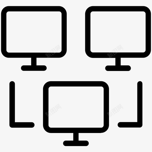 连接共享服务器屏幕图标svg_新图网 https://ixintu.com 互连 共享服务器 共享系统 屏幕 技术线 监视器 网络 设备 连接 链接