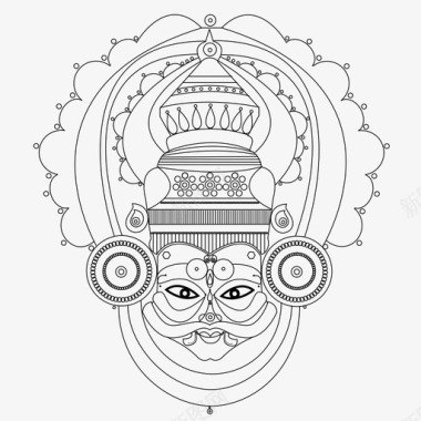 印度面具神话图标图标