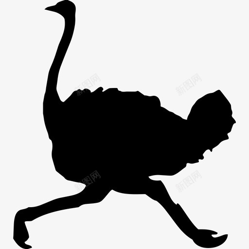 鸵鸟形奔跑动物动物王国图标svg_新图网 https://ixintu.com 动物 动物王国 鸵鸟形奔跑