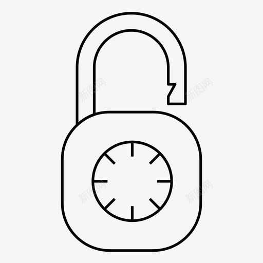 方形组合锁打开密码安全图标svg_新图网 https://ixintu.com 安全 密码 方形组合锁打开 细线锁 解锁