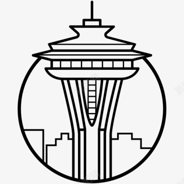 太空针西雅图华盛顿图标图标