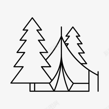 森林帐篷野营户外图标图标