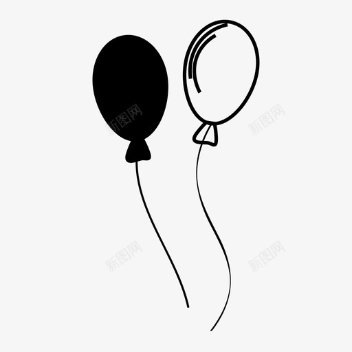 气球附加细绳图标svg_新图网 https://ixintu.com 两个 气球 白昼手工装饰 细绳 附加