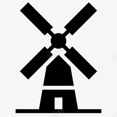 风车能源建筑雕文图标图标