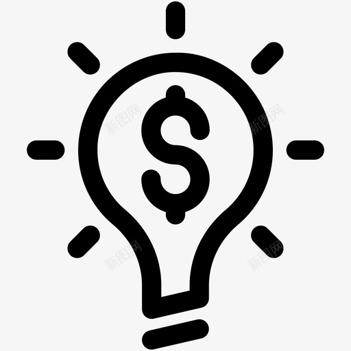 商业理念灯泡创意图标svg_新图网 https://ixintu.com 创意 发明 商业理念 灯泡 网络和沟通可爱的图标