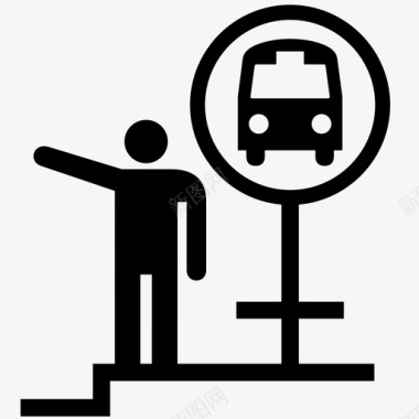公共汽车站标志旅行图标图标