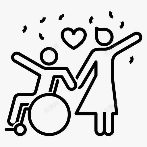 婚礼无障碍爱情图标svg_新图网 https://ixintu.com 婚姻 婚礼 无障碍 爱情 男人 轮椅