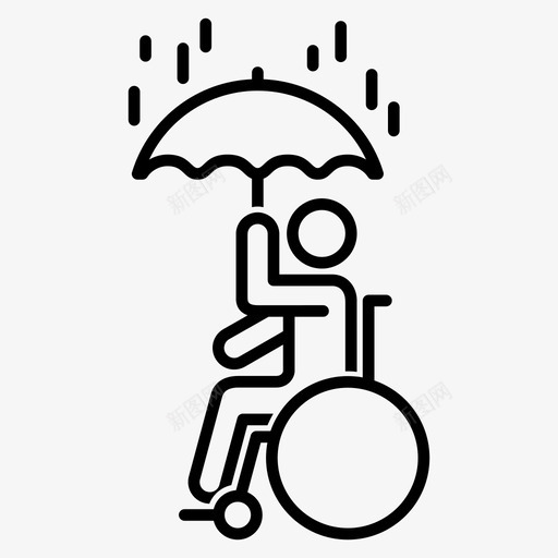 雨伞无障碍轮椅图标svg_新图网 https://ixintu.com 无障碍 轮椅 雨伞