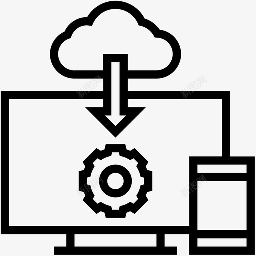 云云计算开发图标svg_新图网 https://ixintu.com 云下载 云计算 开发 数字营销线图标 监控 监控设置