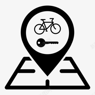 自行车租赁地图销位置标记定位销图标图标