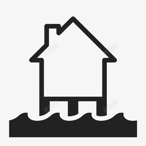 房子在柱子上全球变暖河流图标svg_新图网 https://ixintu.com 全球变暖 房子在柱子上 水的危险和解决办法 河流 海平面