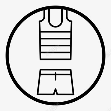 背心和短裤海滩圆圈图标图标