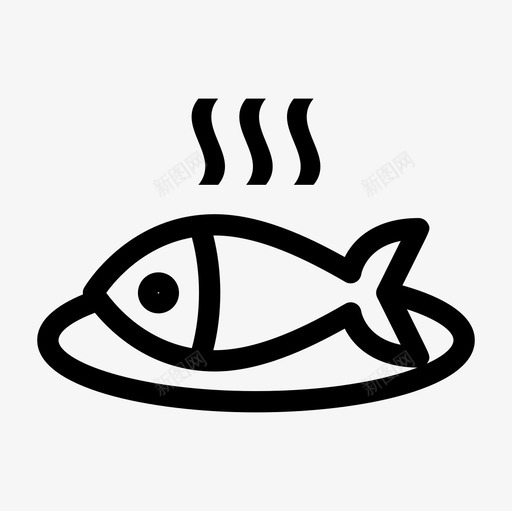 熟鱼食物餐图标svg_新图网 https://ixintu.com 海鲜 熟鱼 食物 食物和厨房轮廓图标集 餐