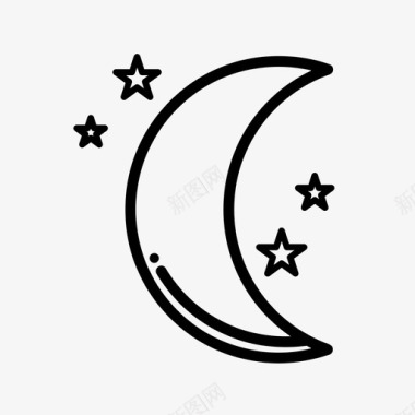 晴朗的夜晚月亮天空图标图标