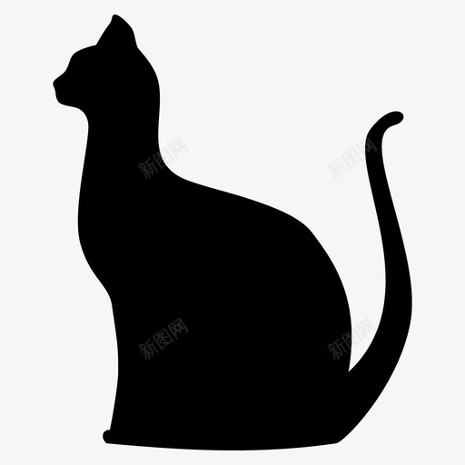 猫动物侧面图标svg_新图网 https://ixintu.com 侧面 动物 坐位 尾巴 猫