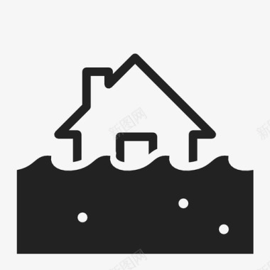被淹房屋破坏洪水图标图标