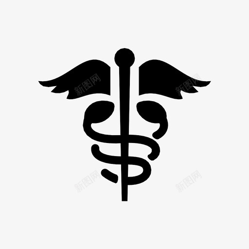 医学符号节杖蛇图标svg_新图网 https://ixintu.com 医学符号 翅膀 节杖 蛇