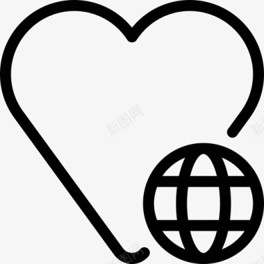 全球心脏地球世界图标图标