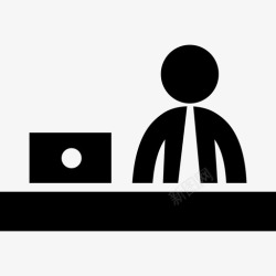 办公桌上的商人在办公桌后面工作的商人人们商人图标高清图片