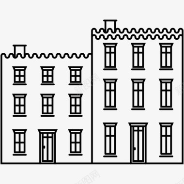 伦敦立面门房子图标图标