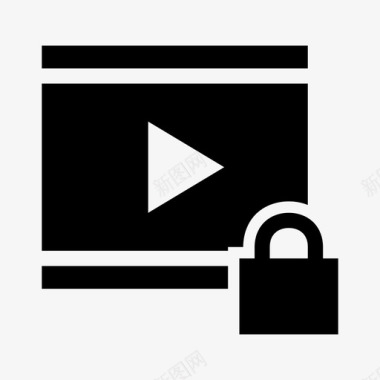 锁定视频媒体播放器电影图标图标