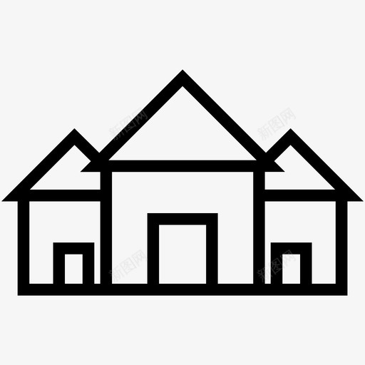 小屋建筑房地产线图标svg_新图网 https://ixintu.com 小屋 建筑 房地产线图标