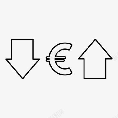 欧元货币下跌图标图标