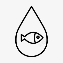 海洋生物污染水滴鱼濒危海洋生物图标高清图片