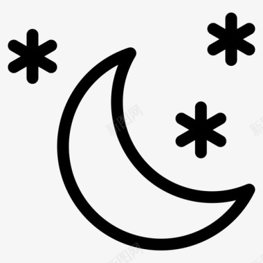 月亮和星星预报夜晚图标图标