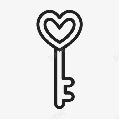心形钥匙锁爱情钥匙图标图标