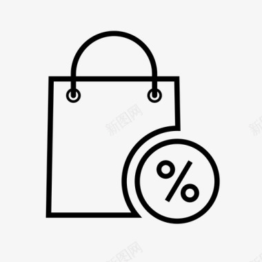 购物袋折扣购物袋百分比图标图标