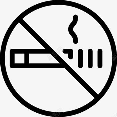 禁止吸烟警告象形线图标图标