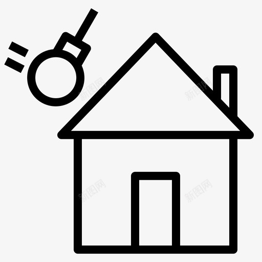 拆除房屋质量图标svg_新图网 https://ixintu.com 强度 房地产 房屋 拆除 测试 质量 风