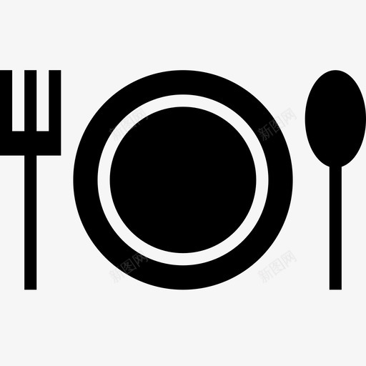 地点设置吃食物图标svg_新图网 https://ixintu.com 勺子 叉子 吃 地点设置 盘子 食物 食物和饮料字形