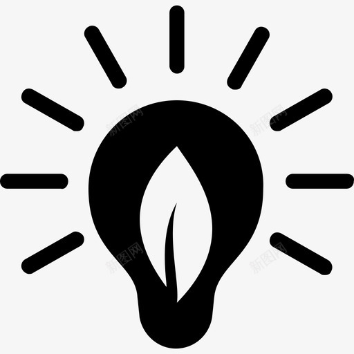 新鲜创意灯泡符号与叶子商业搜索引擎优化和扫描电镜图标svg_新图网 https://ixintu.com 商业 搜索引擎优化和扫描电镜 新鲜创意灯泡符号与叶子
