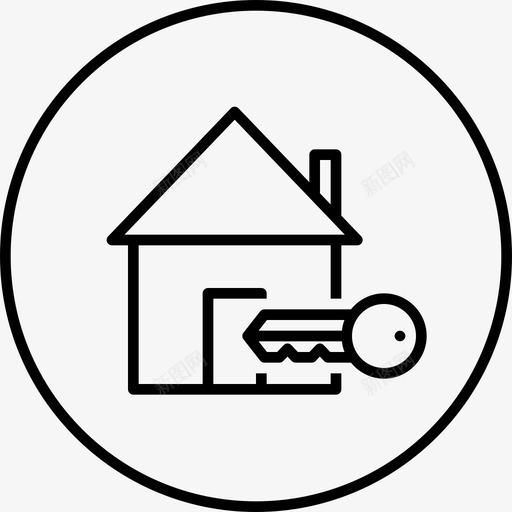 住宅房产房子图标svg_新图网 https://ixintu.com 住宅 房产 房地产圆线 房子 钥匙 锁