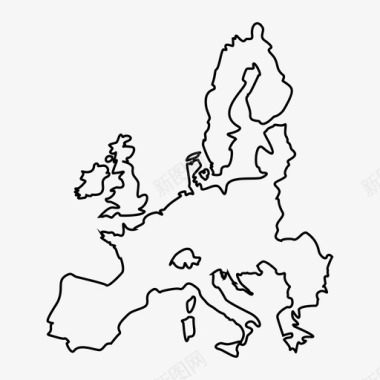 欧盟地图领土图标图标