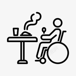 人坐轮椅吃无障碍食物图标高清图片