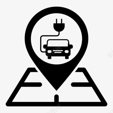 电动汽车地图销充电位置标记图标图标