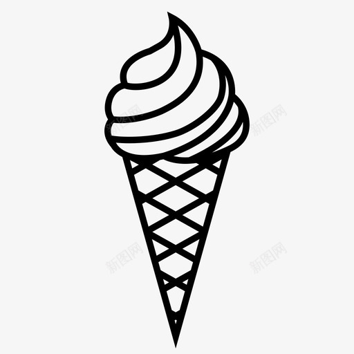 冰淇淋蛋卷冷冻酸奶图标svg_新图网 https://ixintu.com 冰淇淋 冷冻酸奶 华夫饼 蛋卷 软装 食品和饮料 香草