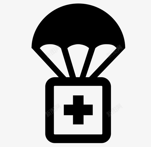 人道主义援助灾难帮助图标svg_新图网 https://ixintu.com 人道主义援助 帮助 灾难 药品 降落伞