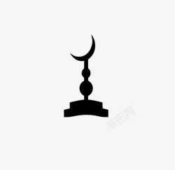 希拉清真寺顶伊斯兰月亮图标高清图片