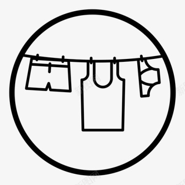 晾衣绳烘干洗衣图标图标