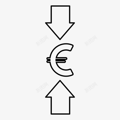 欧元货币下跌图标svg_新图网 https://ixintu.com 上涨 下跌 欧元 股市 货币